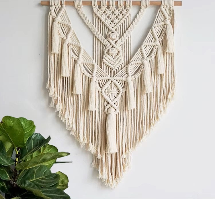 Macrame Woven Wall Hanging Boho Home Chic Bohemian Geometric Art Decor Beautiful Apartment Dorm Room Decoration Tapestry